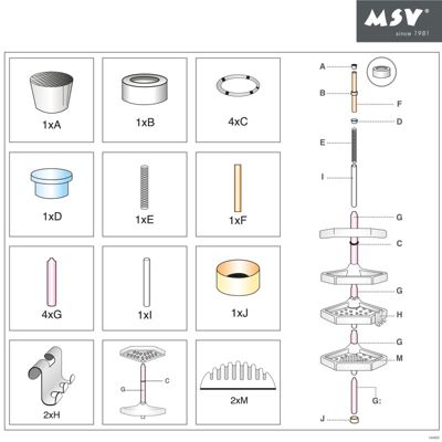 MSV Serviteur De Douche Plastique D'angle Blanc Telescopique