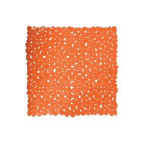 MSV Tapis Fond de douche PVC GALETS 53x53cm Orange