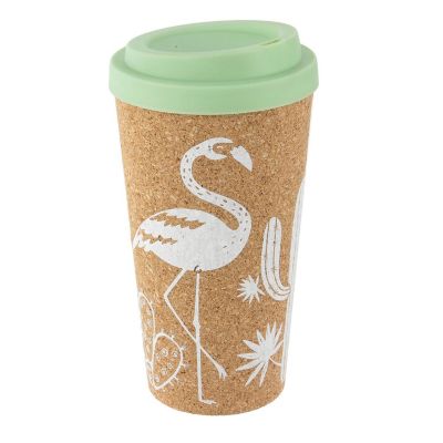Mug de transport en liège avec couvercle Vert, H. 17 cm, EXOTIC