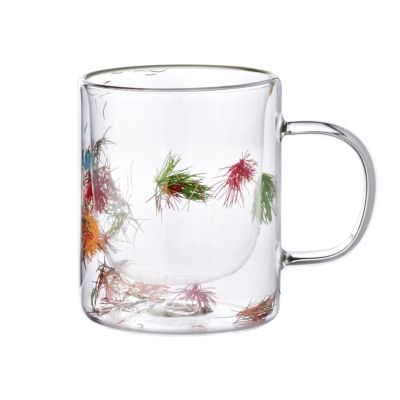 Mug en verre borosilicaté 40cl fleurs séchées design moderne, PETER FLOWERS
