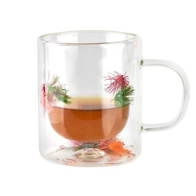 Mug en verre borosilicaté 40cl fleurs séchées design moderne, PETER FLOWERS