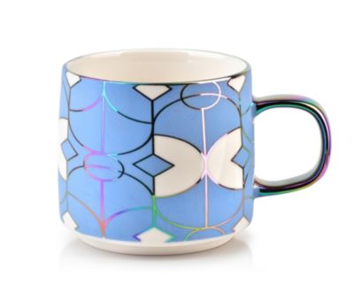 Mug porcelaine géométrique bleu, NEO GEO, 41cL, Affek Design