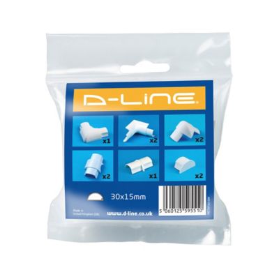 Multi-pack d'accessoires pour goulotte D-Line blanc 30 x 15 mm
