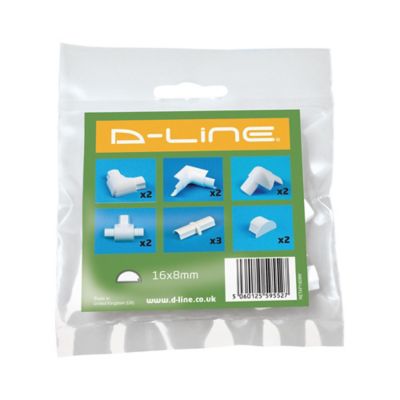 Multi-pack d'accessoires pour goulotte D-Line blanche 16 x 8 mm