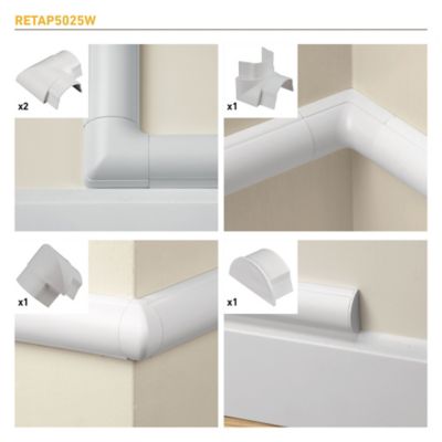 Multi-pack d'accessoires pour goulotte D-Line blanche 50 x 25 mm