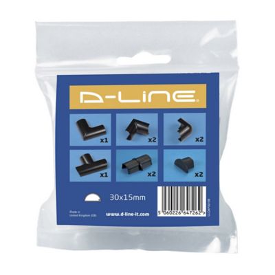 Multi-Pack d'accessoires pour goulotte D-Line noire 30x15mm