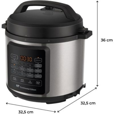 Multicuiseur - Robot Cuiseur   Autocuisuer sous pression - CONTINENTAL EDISON - CEMCSP10006L - 6 L - 1000 W - Noir et inox