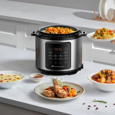 Multicuiseur - Robot Cuiseur   Autocuisuer sous pression - CONTINENTAL EDISON - CEMCSP10006L - 6 L - 1000 W - Noir et inox