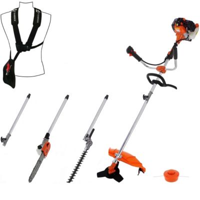 Multifonction thermique 4 en 1 avec guidon : tronçonneuse - débroussailleuse - taille-haies et rallonge - GT GARDEN