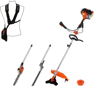 Multifonction thermique 4 en 1 avec guidon : tronçonneuse - débroussailleuse - taille-haies - GT GARDEN