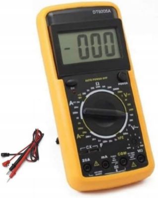 Multimètre Numérique DT9205A - Écran LCD 67x42 mm, 20A 1000V, Test Diode hFE, Sonde Incluse, Usage Pro/Domestique