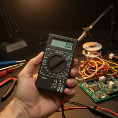 Multimètre digital ampères, volts, ohms M830A 19CAL