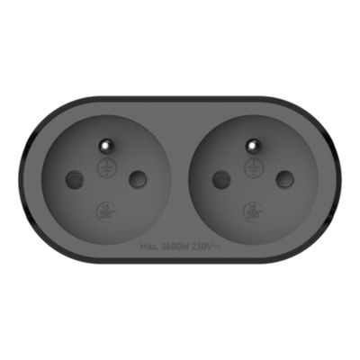 Multiprise 2 prises 16A noir/gris Jacobsen