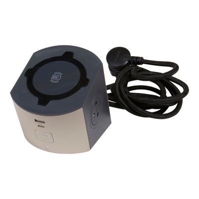Multiprise 2 prises + 2 chargeurs induction Qi USB-A et C Legrand Taupe et gris 2 m