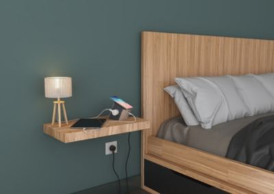 Multiprise 2 prises + 2 chargeurs induction Qi USB-A et C Legrand Taupe et gris 2 m