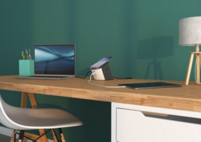 Multiprise 2 prises 2 pôles+terre + 2 chargeurs induction Qi USB-A et C Legrand blanc et gris 2 m