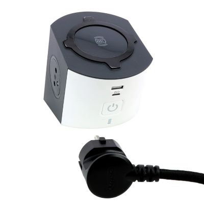 Multiprise 2 prises 2 pôles+terre + 2 chargeurs induction Qi USB-A et C Legrand blanc et gris 2 m
