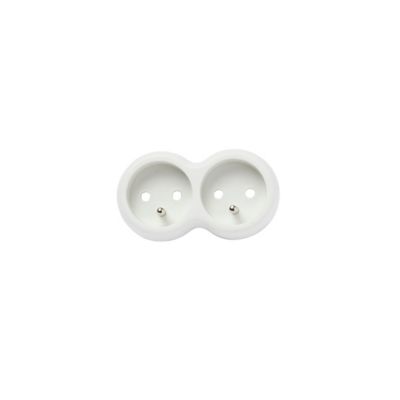 Multiprise 2 prises Diall 16A blanc/gris