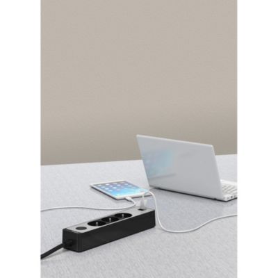 Multiprise 3 prises + 2 usb Schneider Electric Odace anthracite ...