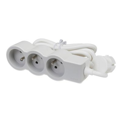Multiprise 3 prises Legrand blanc et gris 1.5 m