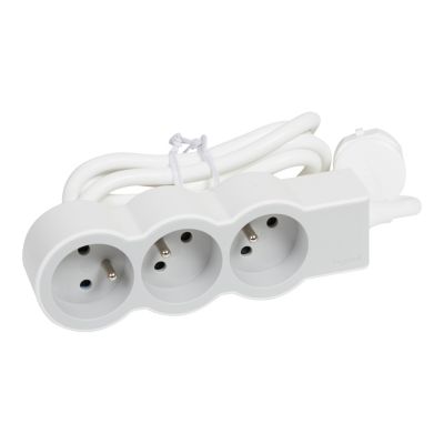 Multiprise 3 prises Legrand blanc et gris 3 m