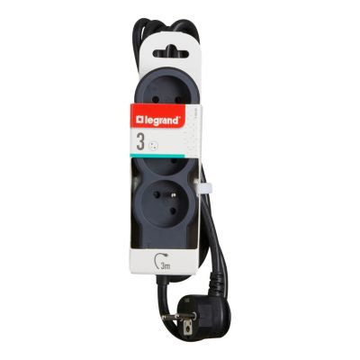 Multiprise 3 prises Legrand noir et gris 3 m