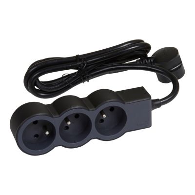 Multiprise 3 prises Legrand noir et gris 3 m