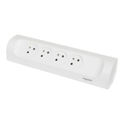 Multiprise 4 prises 2 pôles+terre Legrand blanc