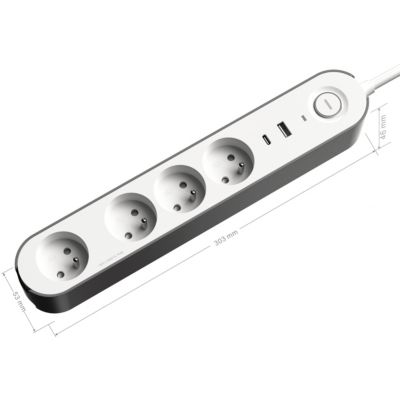 Multiprise 4 prises + 2 USB Jacobsen 1.5 m blanche