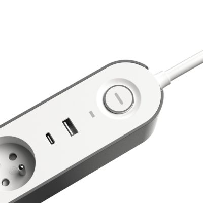 Multiprise 4 prises + 2 USB Jacobsen 1.5 m blanche