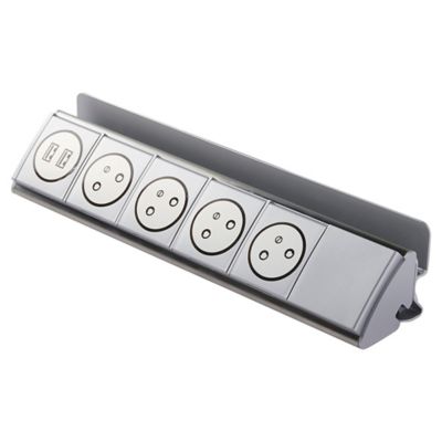 Multiprise 3 prises + 1 x USB-A + 1 x USB-C Legrand blanc et aluminium