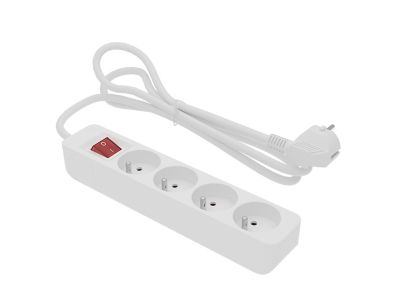 Multiprise 4 prises avec interrupteur blanc 1 m