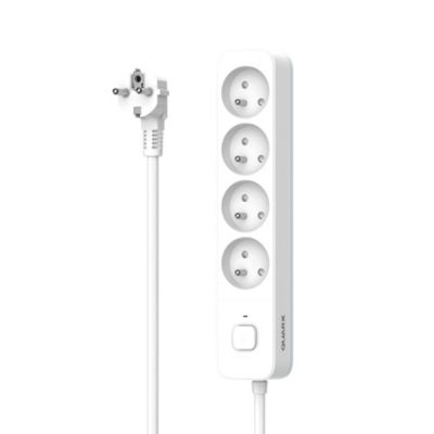 Multiprise 4 prises avec interrupteur blanc gris 2 m