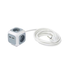 Multiprise 4 prises Diall CUBE & USB 3m