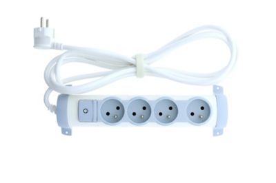 Aigostar Multiprises 4 Prises Avec Interrupteur Et Sécurité Enfant, Blanc, Prise De Type Allemand