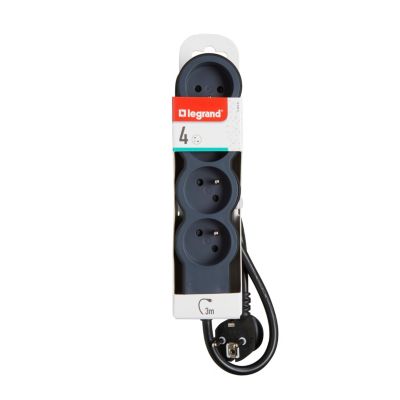 Multiprise 4 prises Legrand noir et gris 3 m