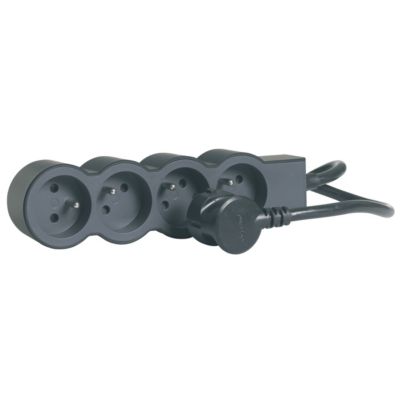 Multiprise 4 prises Legrand noir et gris 3 m