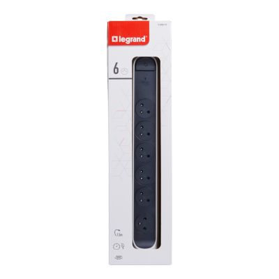 Multiprise 6 prises avec disjoncteur Legrand blanc et gris 1.5 m
