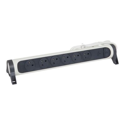 Multiprise 6 prises avec disjoncteur Legrand blanc et gris 1.5 m