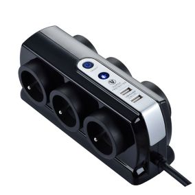 Multiprise 6 prises parafoudre USB Diall 2m noir