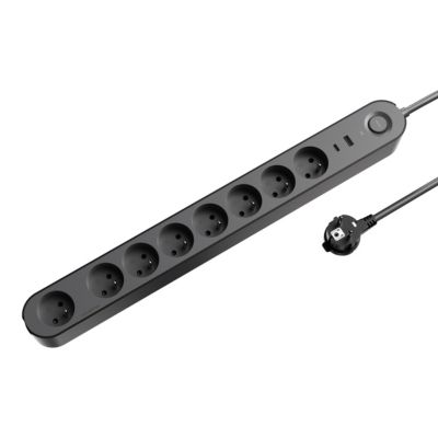 Multiprise 8 prises + 2 USB Jacobsen 1.5 m noir