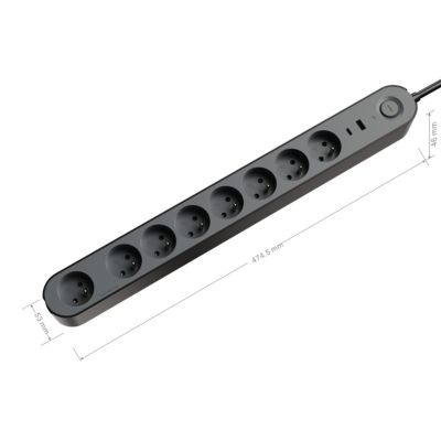 Multiprise 8 prises + 2 USB Jacobsen 1.5 m noir