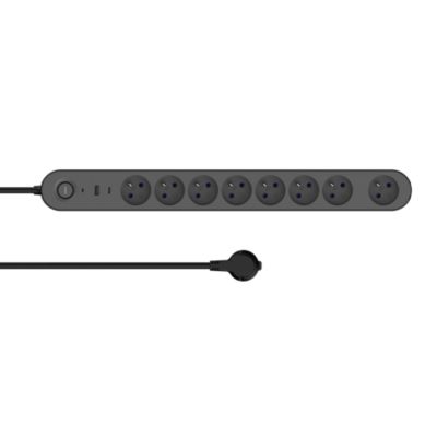Multiprise 8 prises + 2 USB Jacobsen 1.5 m noir