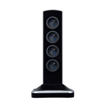 Multiprise 8 prises parafoudre vertical USB 2m noir
