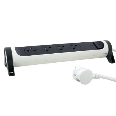 Multiprise avec interrupteur 4 prises avec disjoncteur Legrand blanc et gris 1.5 m