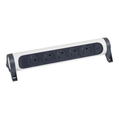 Multiprise avec interrupteur 5 prises rotative à fixer Legrand blanc et gris