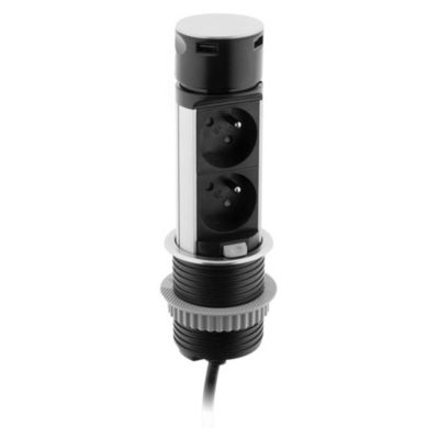 Multiprise encastrable compacte 2 prises + 2 USB-A noir Otio