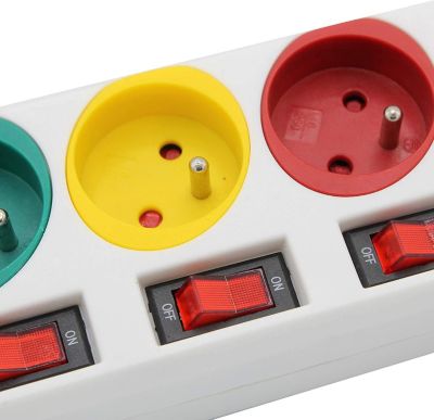 Multiprise FISHTEC Trio Color + 2 Ports USB 2A