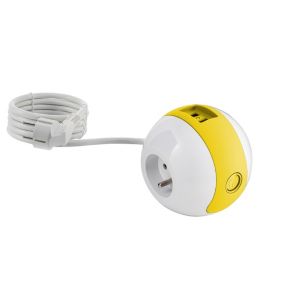 Multiprise Multimédia WATTBALL 2P 16A + 1P 6A + USB 2,1A - Jaune - Watt&Co