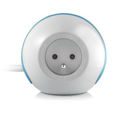 Multiprise Watt & Co Wattball 2x 16A + 1 x 6A + 2 x USB 2.1A blanc et bleu
